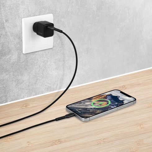 Bonelk 25W PD USB-C Wall Charger + Easy Grip Cable -  Black - Digital3d.com.au
